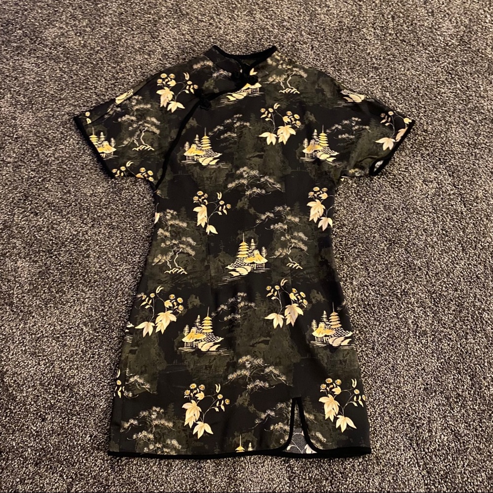 ZARA printed frog button dress